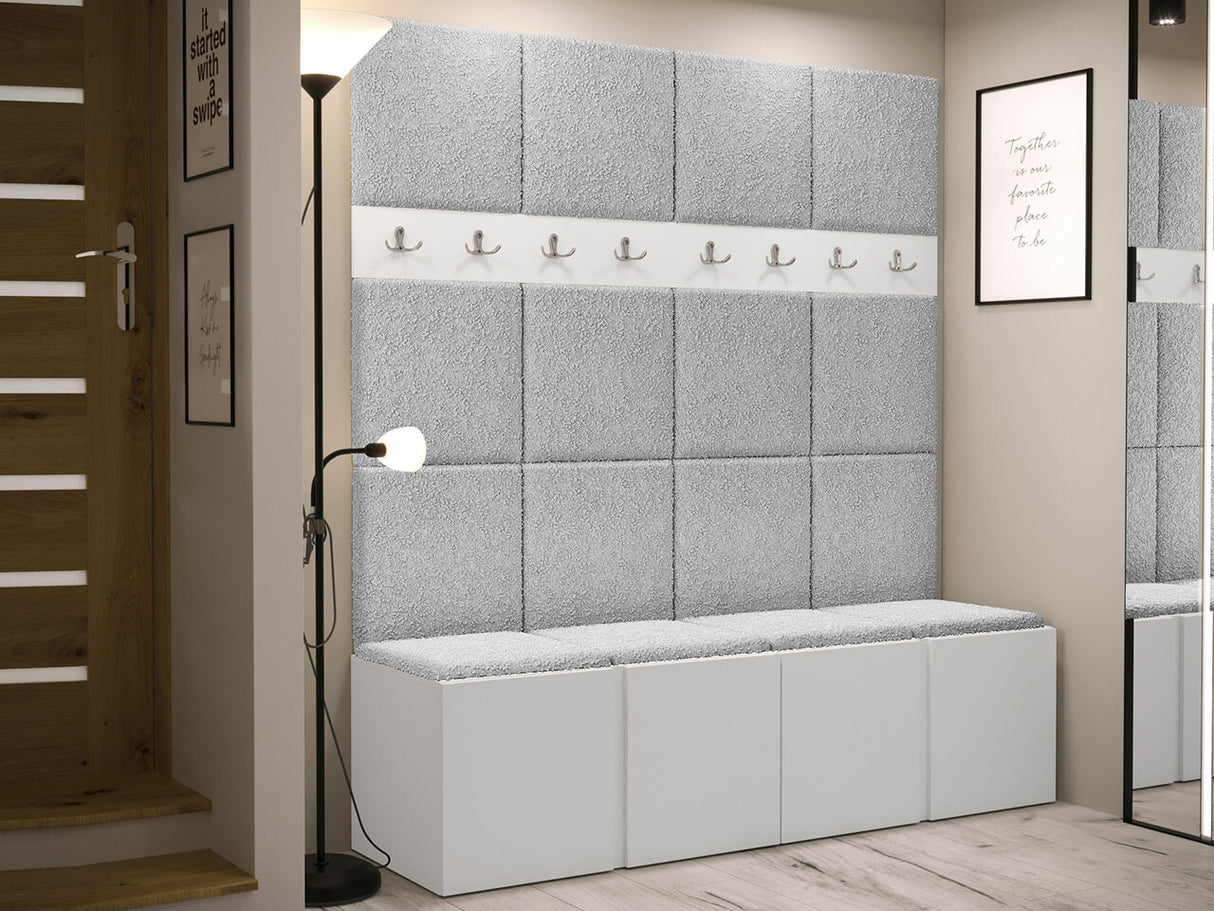 Előszoba garnitúra ORION V (Tavasz V), Keret színe: Fehér, Puha falpanel színe: Abriamo 6