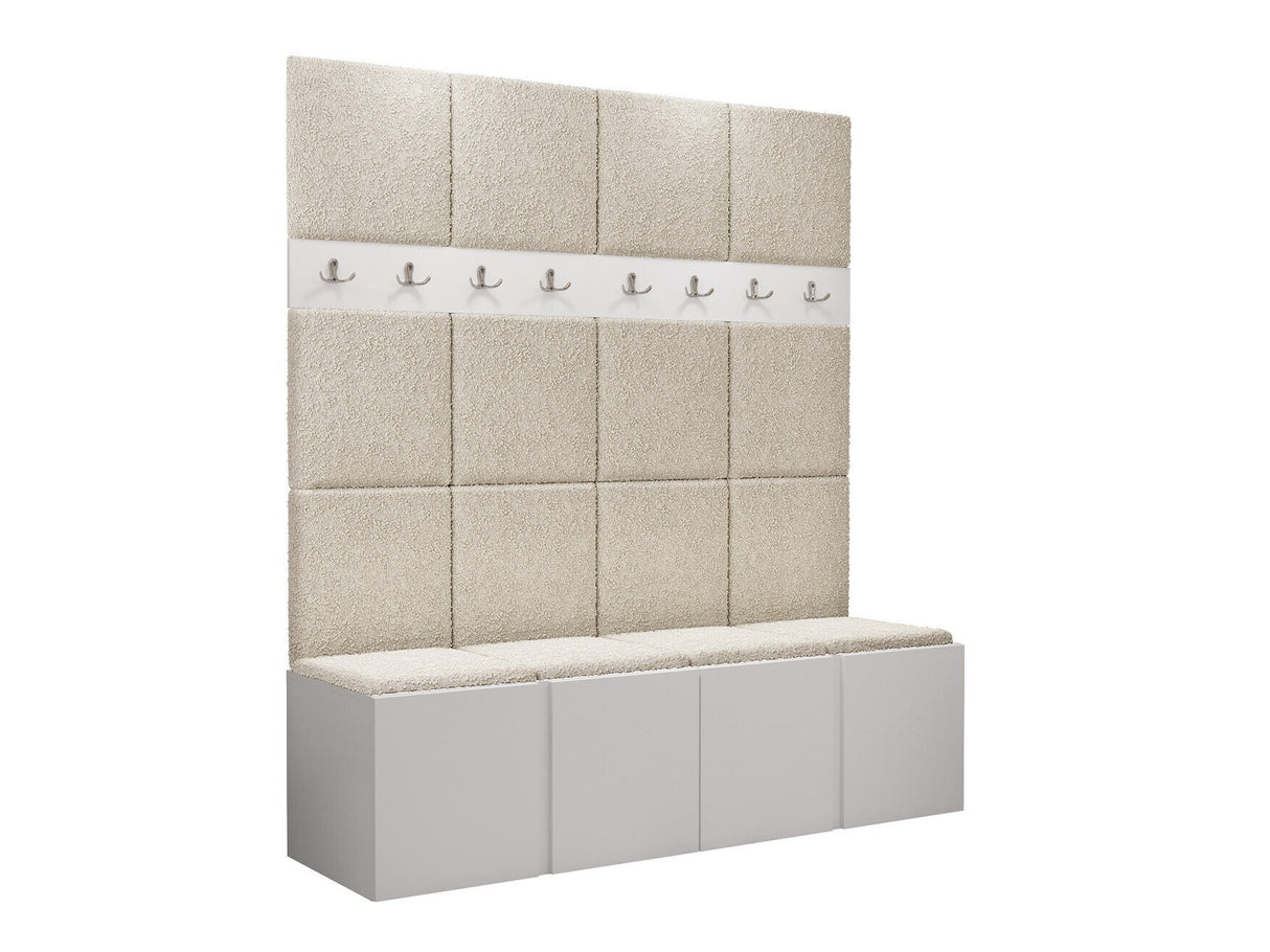 Előszoba garnitúra ORION V (Tavasz V), Keret színe: Fehér, Puha falpanel színe: Abriamo 3