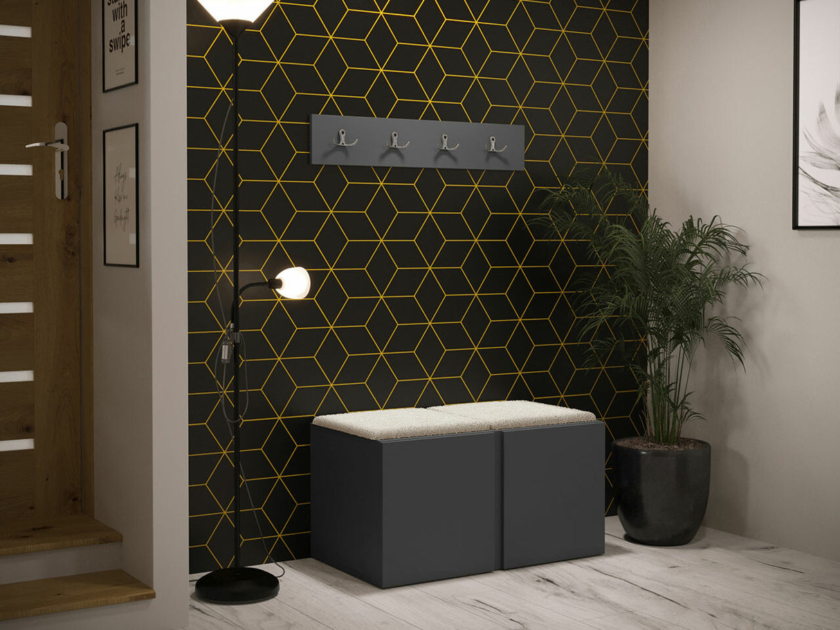 Előszoba garnitúra ORION VI (Tavasz VI), Keret színe: Grafit, Puha falpanel színe: Abriamo 3