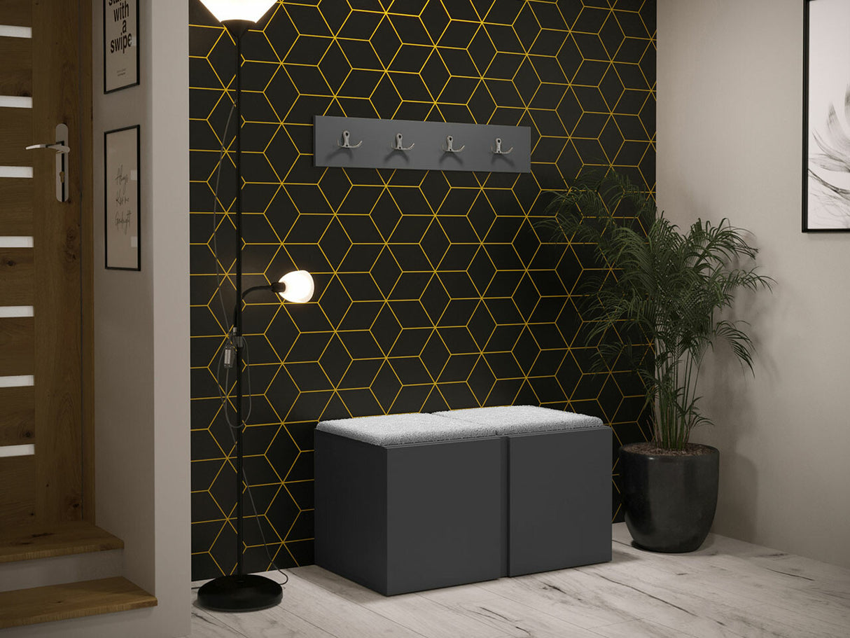 Előszoba garnitúra ORION VI (Tavasz VI), Keret színe: Grafit, Puha falpanel színe: Abriamo 6