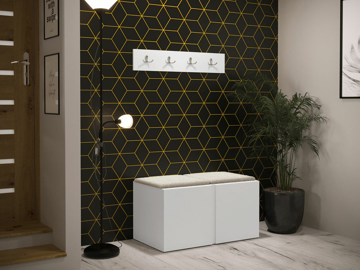 Előszoba garnitúra ORION VI (Tavasz VI), Keret színe: Fehér, Puha falpanel színe: Abriamo 3