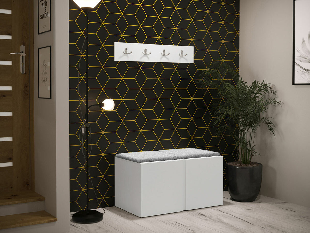 Előszoba garnitúra ORION VI (Tavasz VI), Keret színe: Fehér, Puha falpanel színe: Abriamo 6