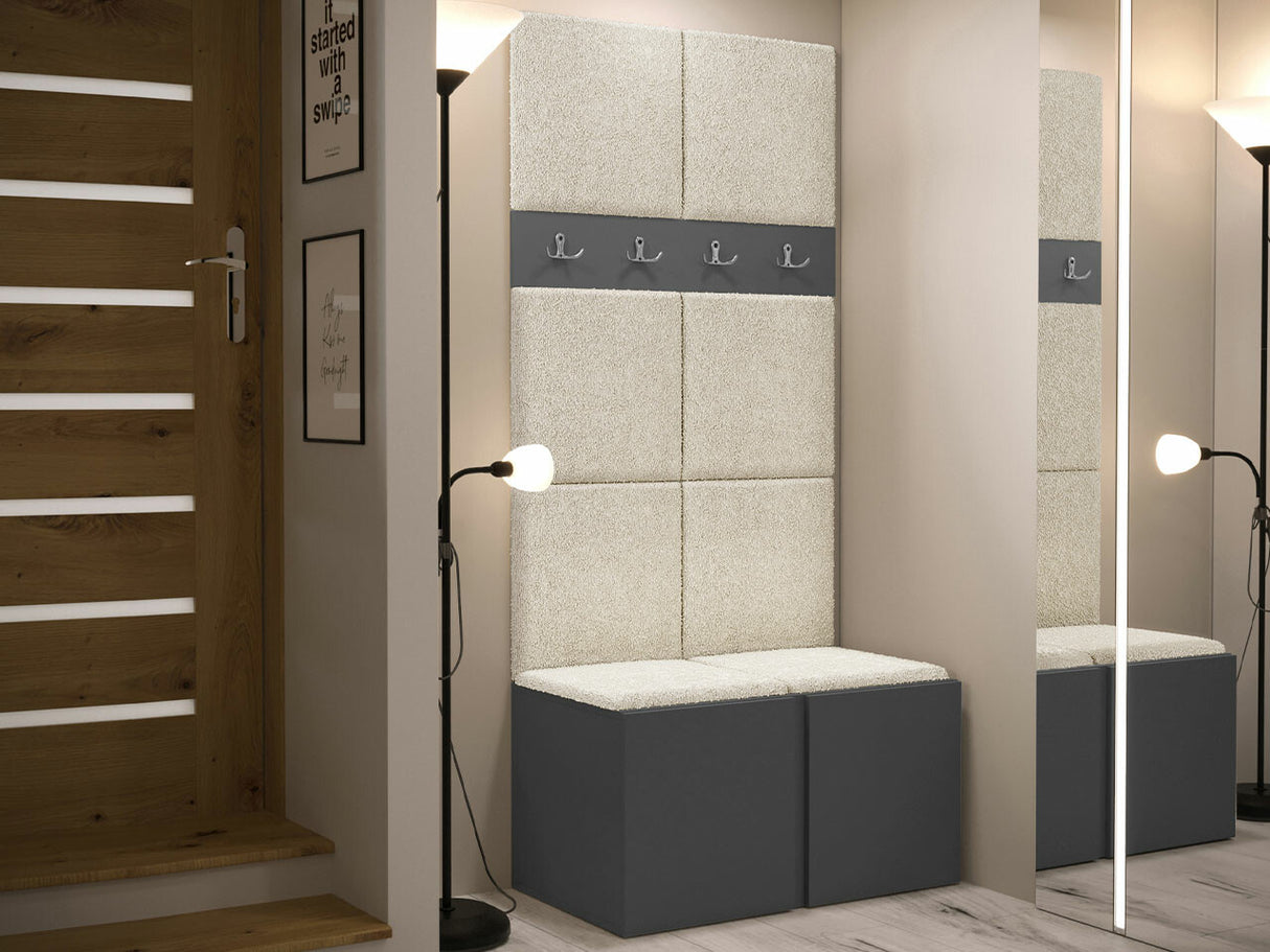 Előszoba garnitúra ORION IV (Tavasz IV), Keret színe: Grafit, Puha falpanel színe: Abriamo 3