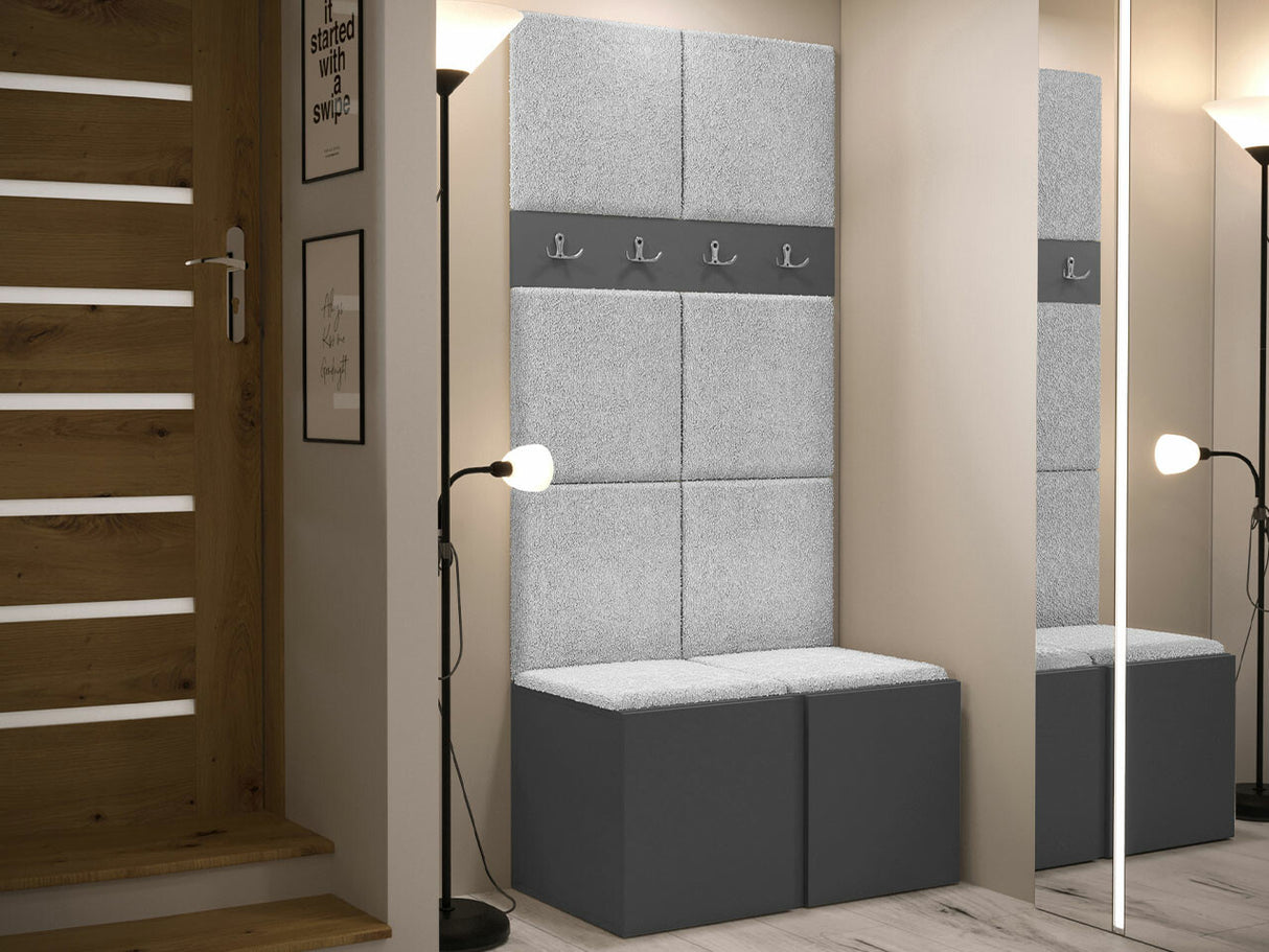 Előszoba garnitúra ORION IV (Tavasz IV), Keret színe: Grafit, Puha falpanel színe: Abriamo 6