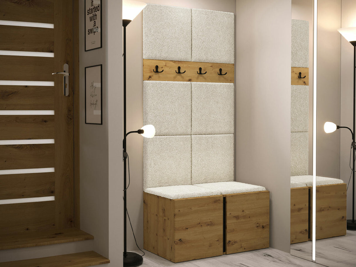 Előszoba garnitúra ORION IV (Tavasz IV), Keret színe: Artisan tölgy, Puha falpanel színe: Abriamo 3