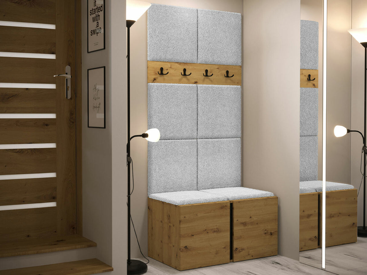 Előszoba garnitúra ORION IV (Tavasz IV), Keret színe: Artisan tölgy, Puha falpanel színe: Abriamo 6