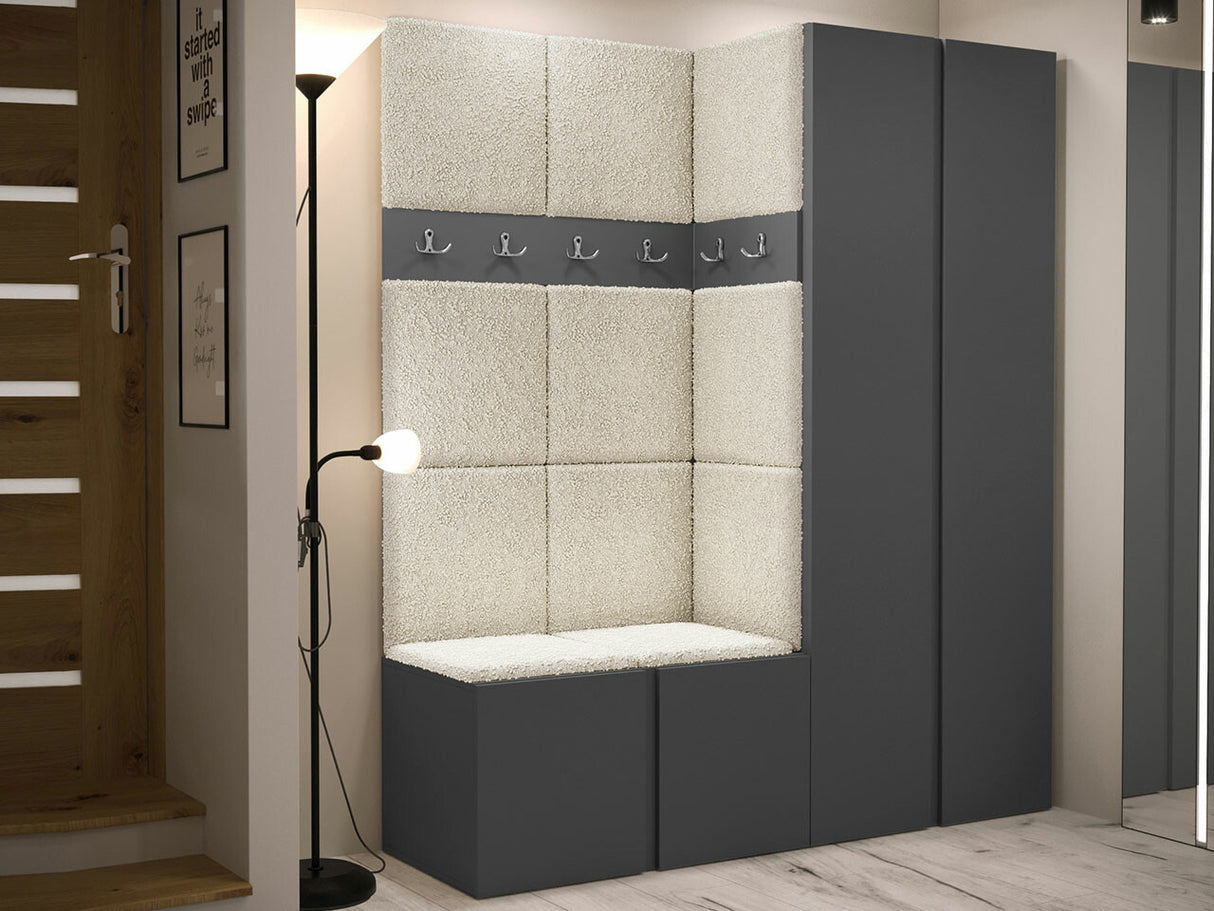 Előszoba garnitúra ORION III (Tavasz III), Keret színe: Grafit, Puha falpanel színe: Abriamo 3