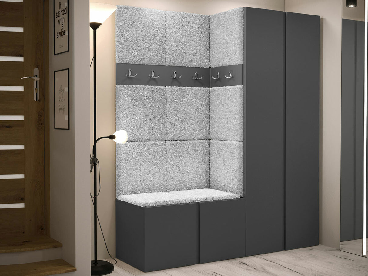 Előszoba garnitúra ORION III (Tavasz III), Keret színe: Grafit, Puha falpanel színe: Abriamo 6