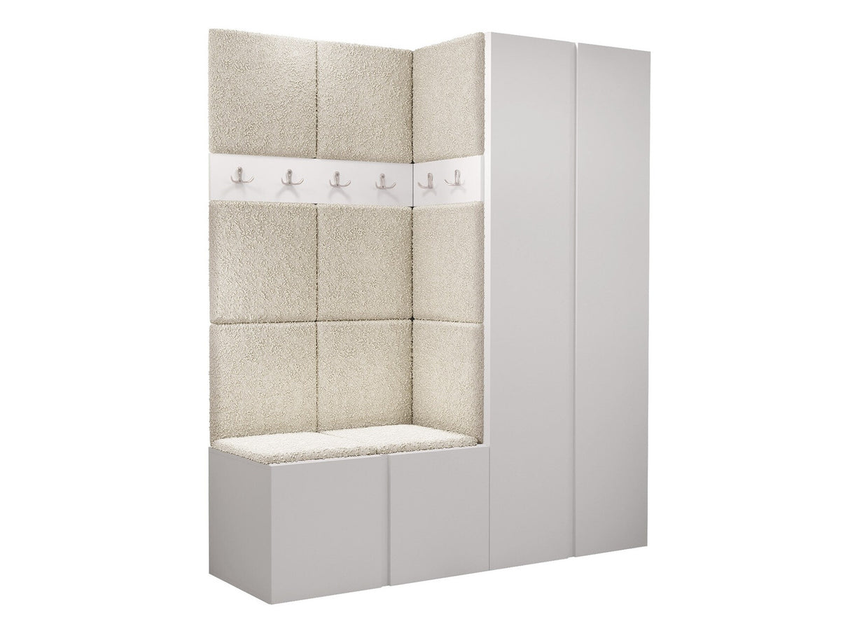 Előszoba garnitúra ORION III (Tavasz III), Keret színe: Fehér, Puha falpanel színe: Abriamo 3