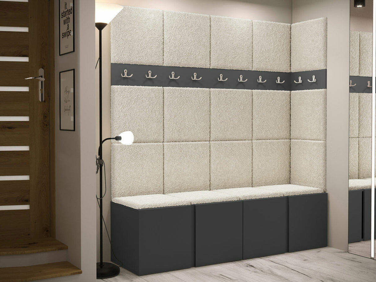 Előszoba garnitúra ORION II (Tavasz II), Keret színe: Grafit, Puha falpanel színe: Abriamo 3