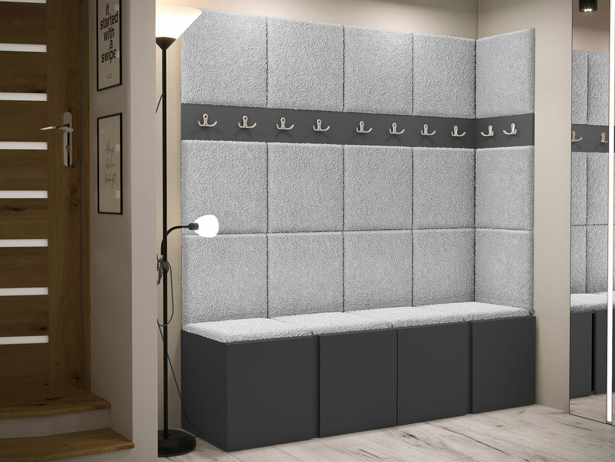 Előszoba garnitúra ORION II (Tavasz II), Keret színe: Grafit, Puha falpanel színe: Abriamo 6