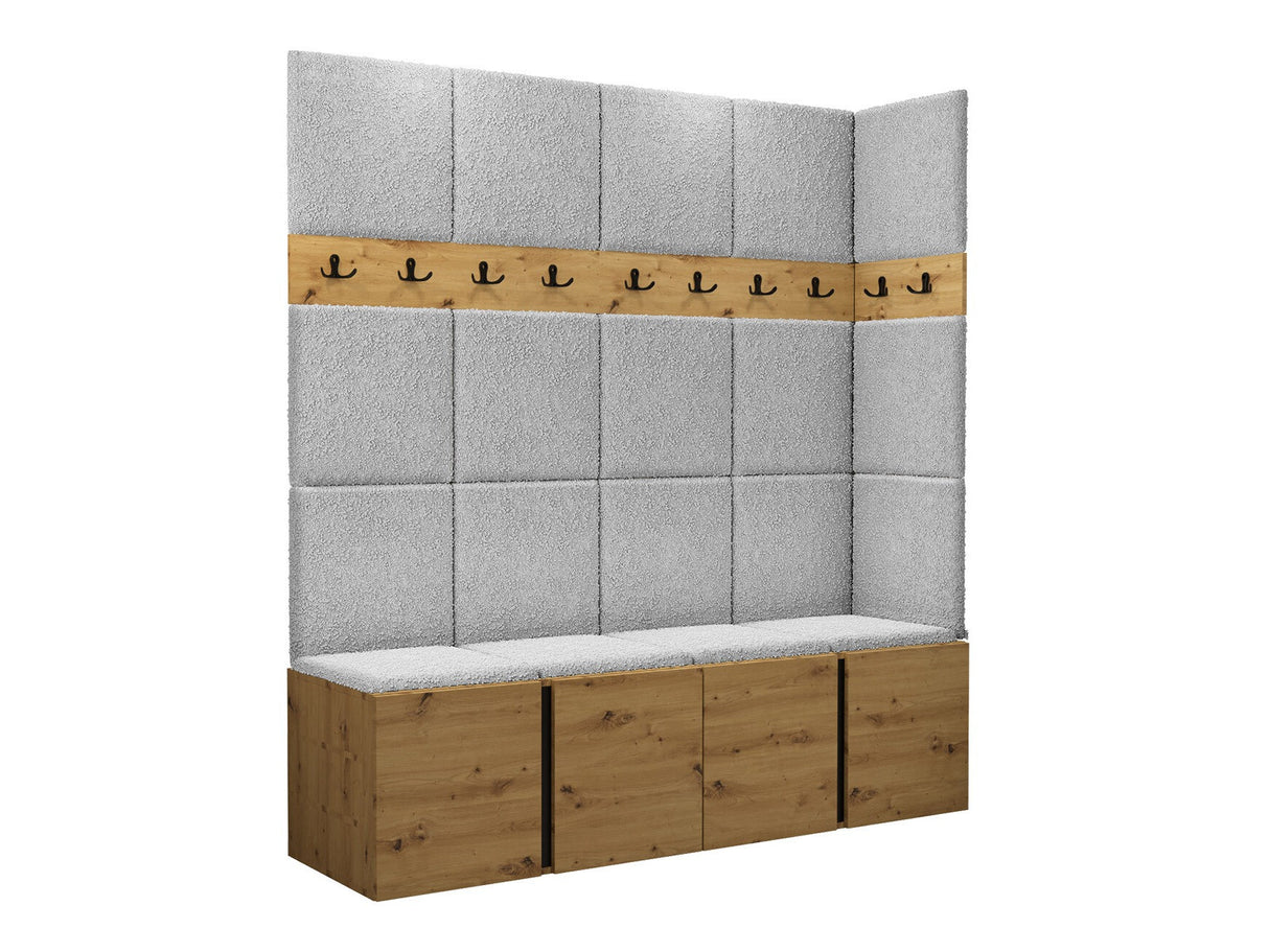 Előszoba garnitúra ORION II (Tavasz II), Keret színe: Artisan tölgy, Puha falpanel színe: Abriamo 6