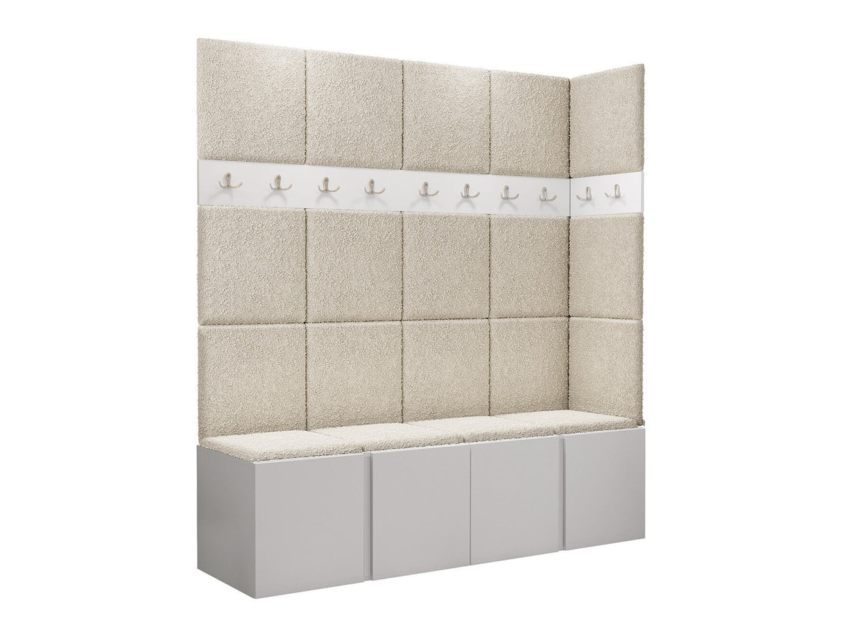 Előszoba garnitúra ORION II (Tavasz II), Keret színe: Fehér, Puha falpanel színe: Abriamo 3