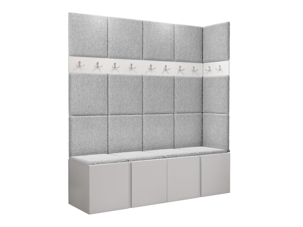 Előszoba garnitúra ORION II (Tavasz II), Keret színe: Fehér, Puha falpanel színe: Abriamo 6