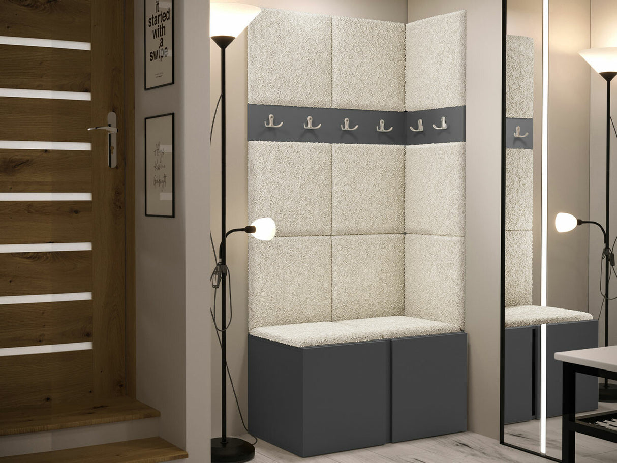 Előszoba garnitúra ORION I (Tavasz I), Keret színe: Grafit, Puha falpanel színe: Abriamo 3