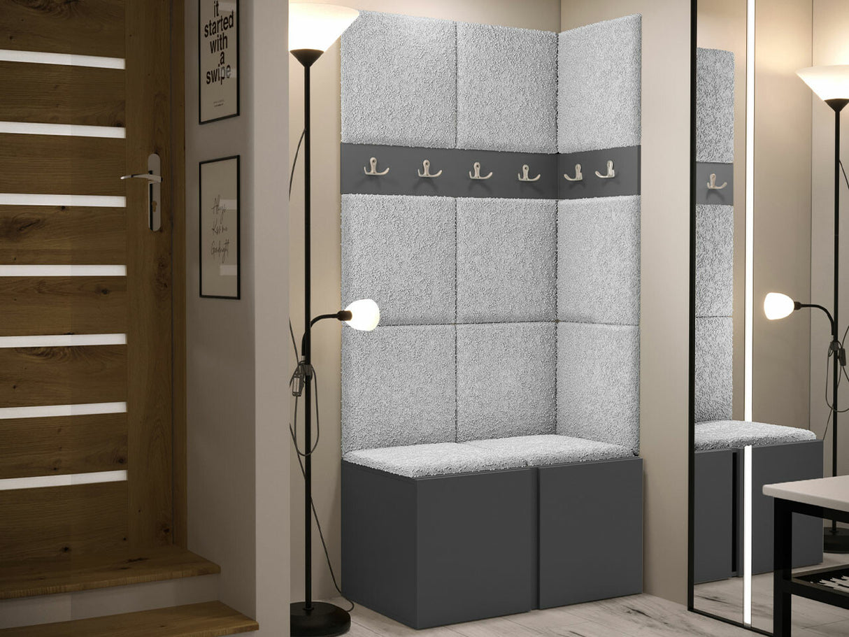 Előszoba garnitúra ORION I (Tavasz I), Keret színe: Grafit, Puha falpanel színe: Abriamo 6