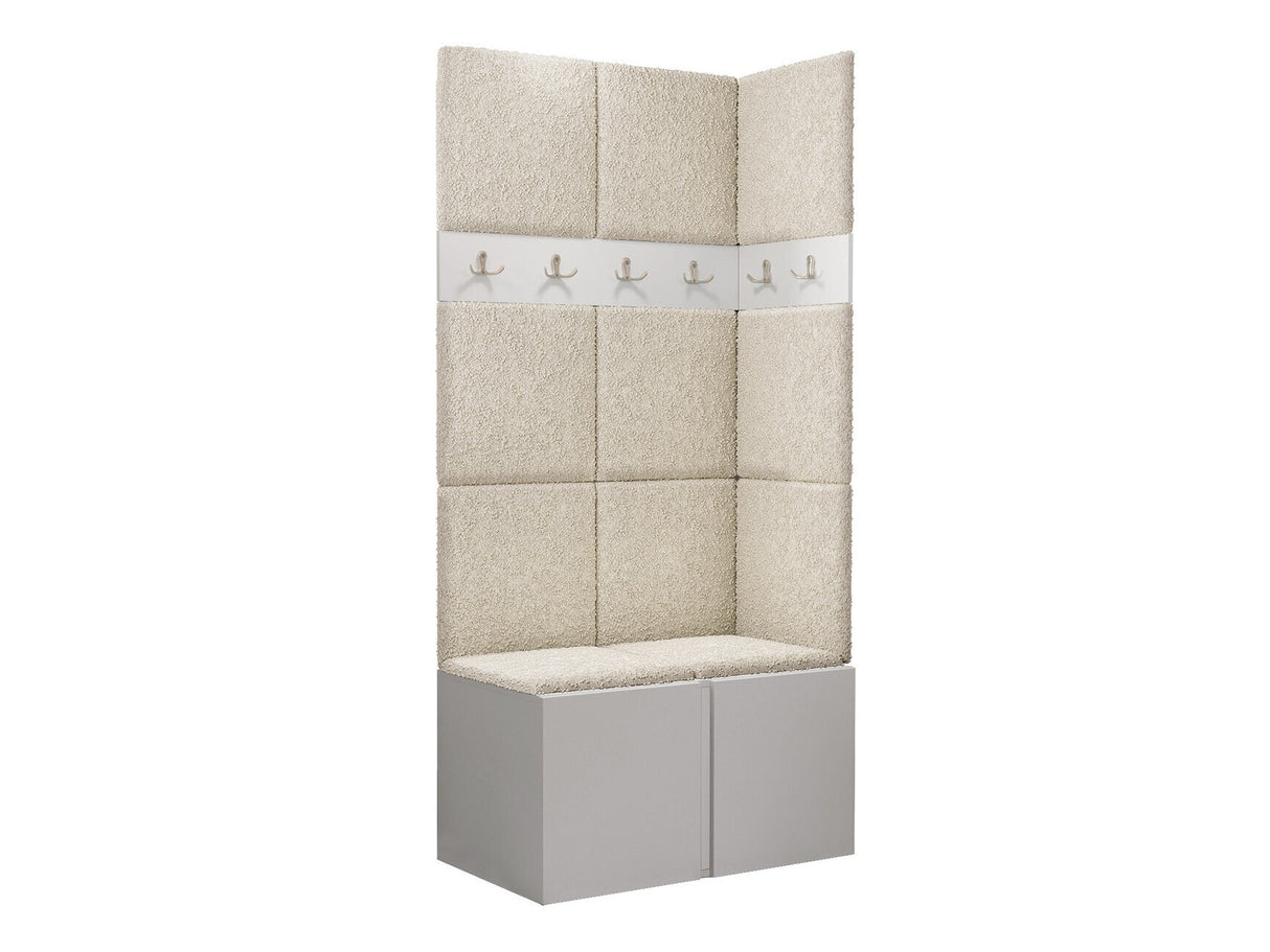 Előszoba garnitúra ORION I (Tavasz I), Keret színe: Fehér, Puha falpanel színe: Abriamo 3