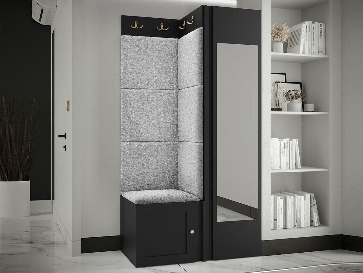 Előszoba garnitúra ORION RYFEL RAMIRO XXVI (Terospito), Keret színe: Fekete, Puha falpanel színe: Abriamo 6