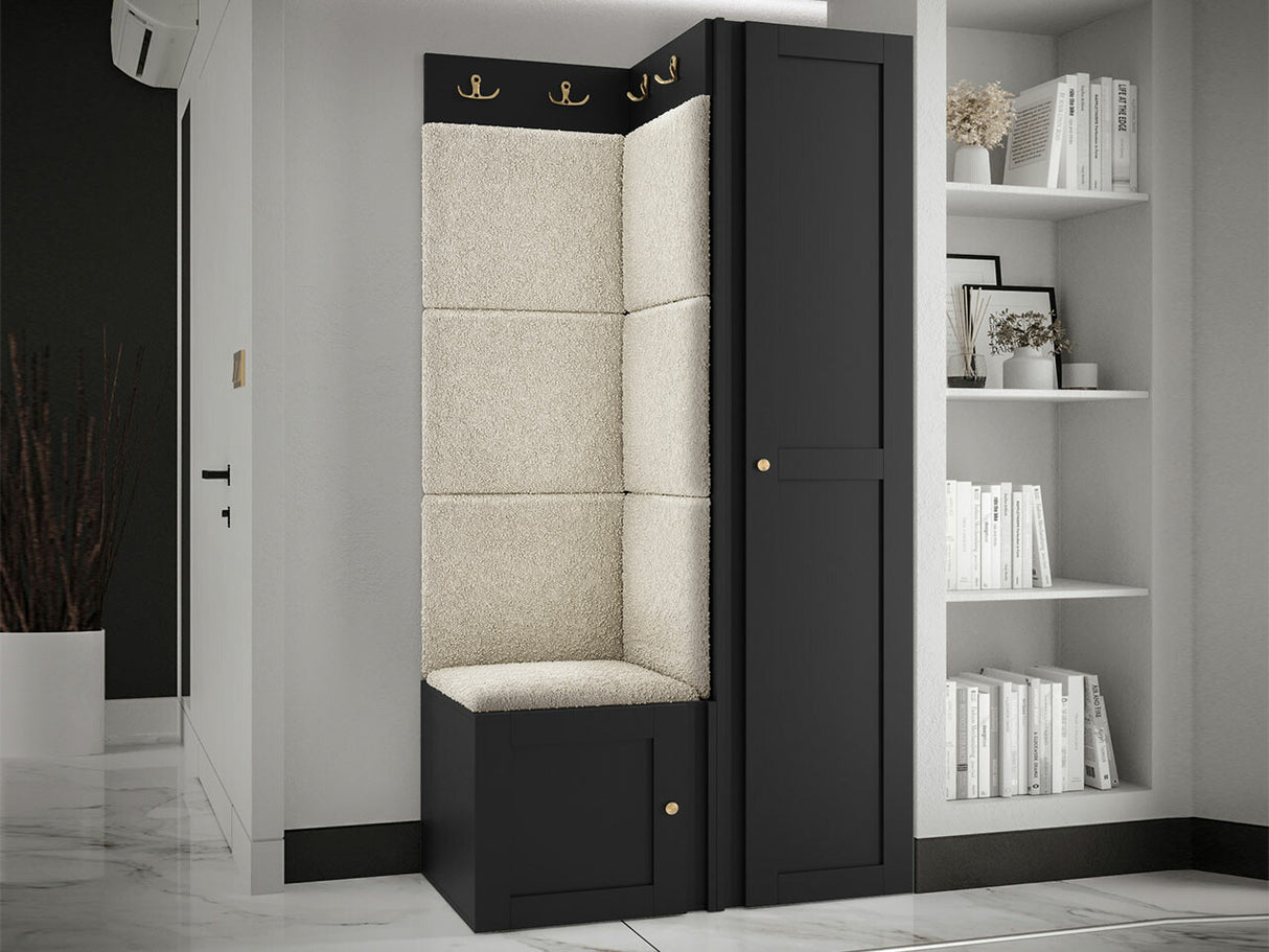 Előszoba garnitúra ORION RYFEL RAMIRO XXV (Terospito), Keret színe: Fekete, Puha falpanel színe: Abriamo 3