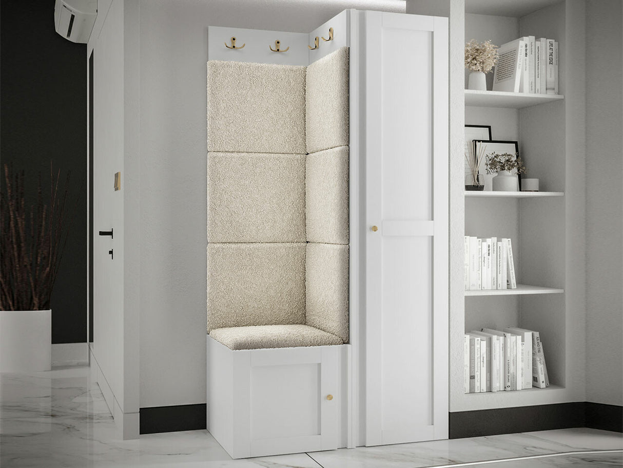 Előszoba garnitúra ORION RYFEL RAMIRO XXV (Terospito), Keret színe: Fehér, Puha falpanel színe: Abriamo 3