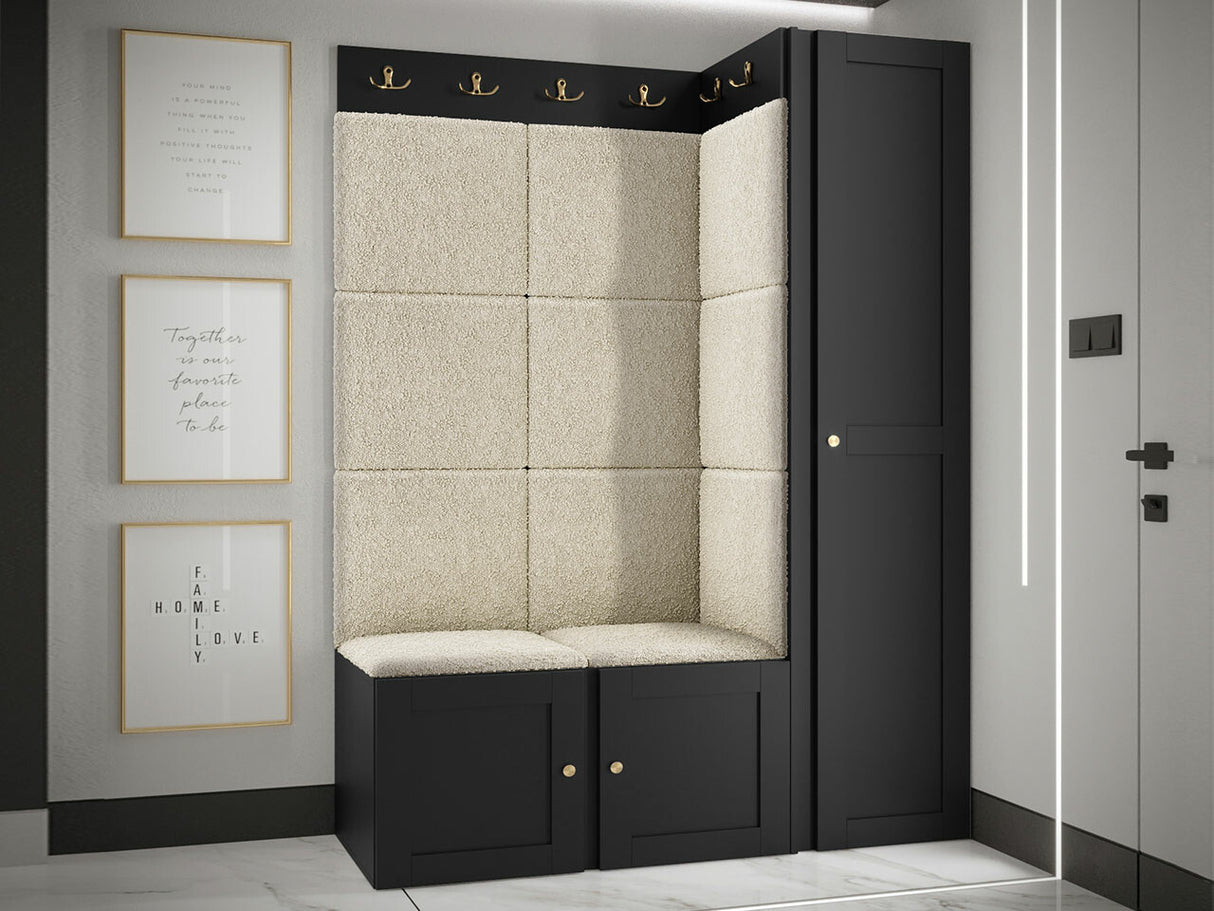 Előszoba garnitúra ORION RYFEL RAMIRO IX (Terospito), Keret színe: Fehér, Puha falpanel színe: Abriamo 3