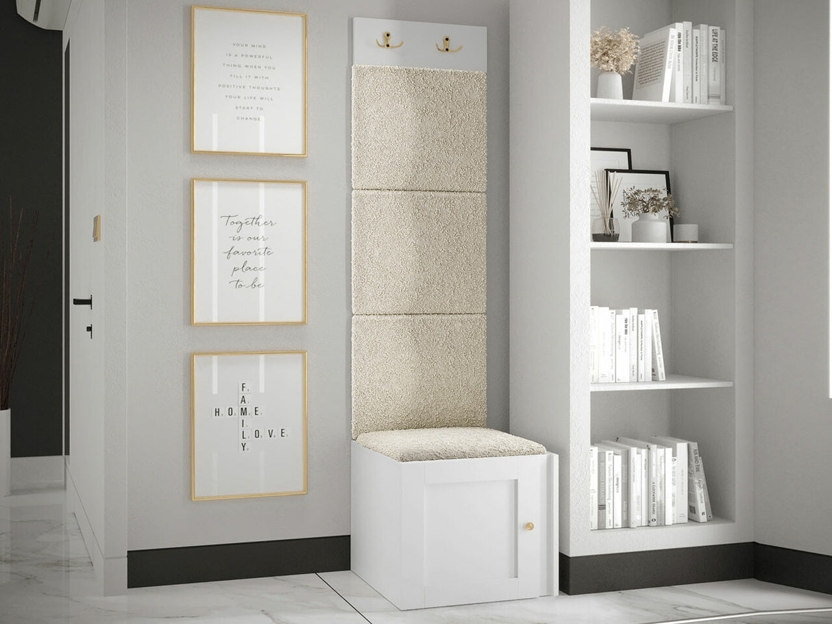 Előszoba garnitúra ORION RYFEL RAMIRO XXII (Terospito), Keret színe: Fehér, Puha falpanel színe: Abriamo 3