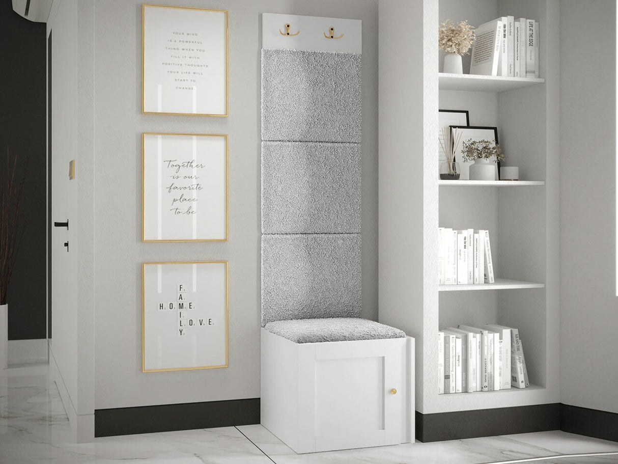 Előszoba garnitúra ORION RYFEL RAMIRO XXII (Terospito), Keret színe: Fehér, Puha falpanel színe: Abriamo 6