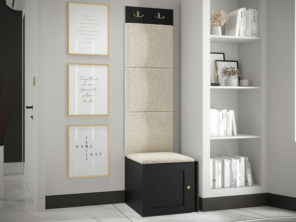 Előszoba garnitúra ORION RYFEL RAMIRO XXII (Terospito), Keret színe: Fekete, Puha falpanel színe: Abriamo 3