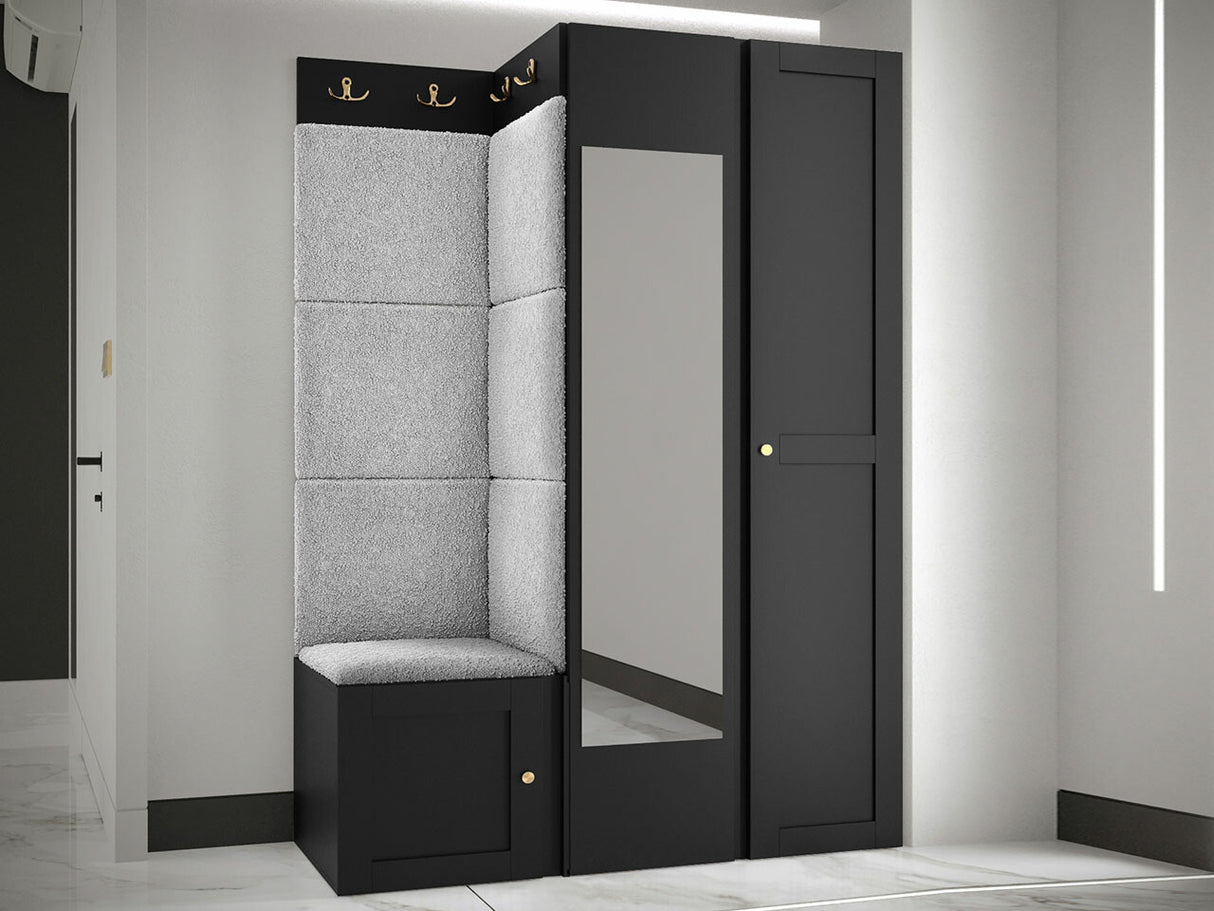 Előszoba garnitúra ORION RYFEL RAMIRO XXIV (Terospito), Keret színe: Fekete, Puha falpanel színe: Abriamo 6