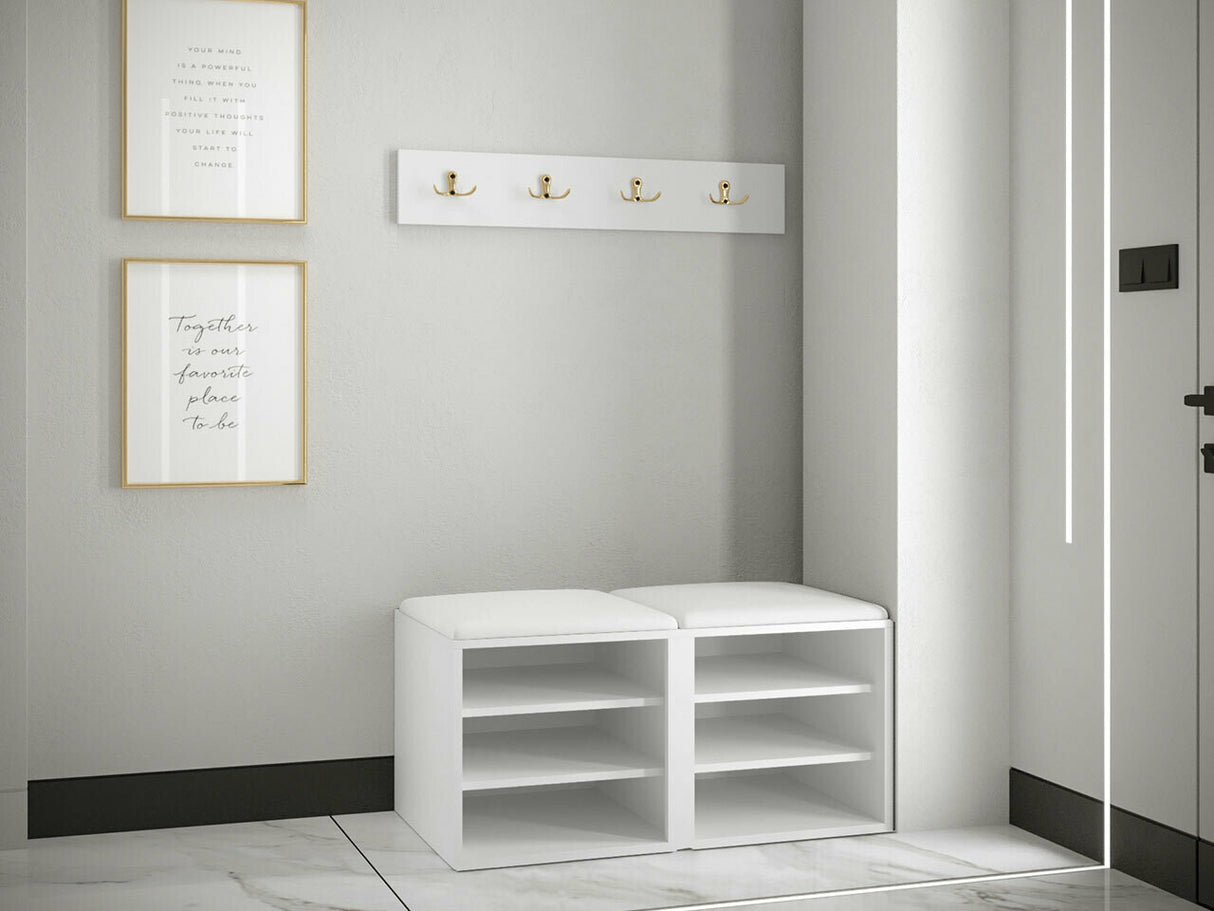 Előszoba garnitúra ORION RYFEL RAMIRO VI (Terospito), Keret színe: Fehér, Puha falpanel színe: Abriamo 3