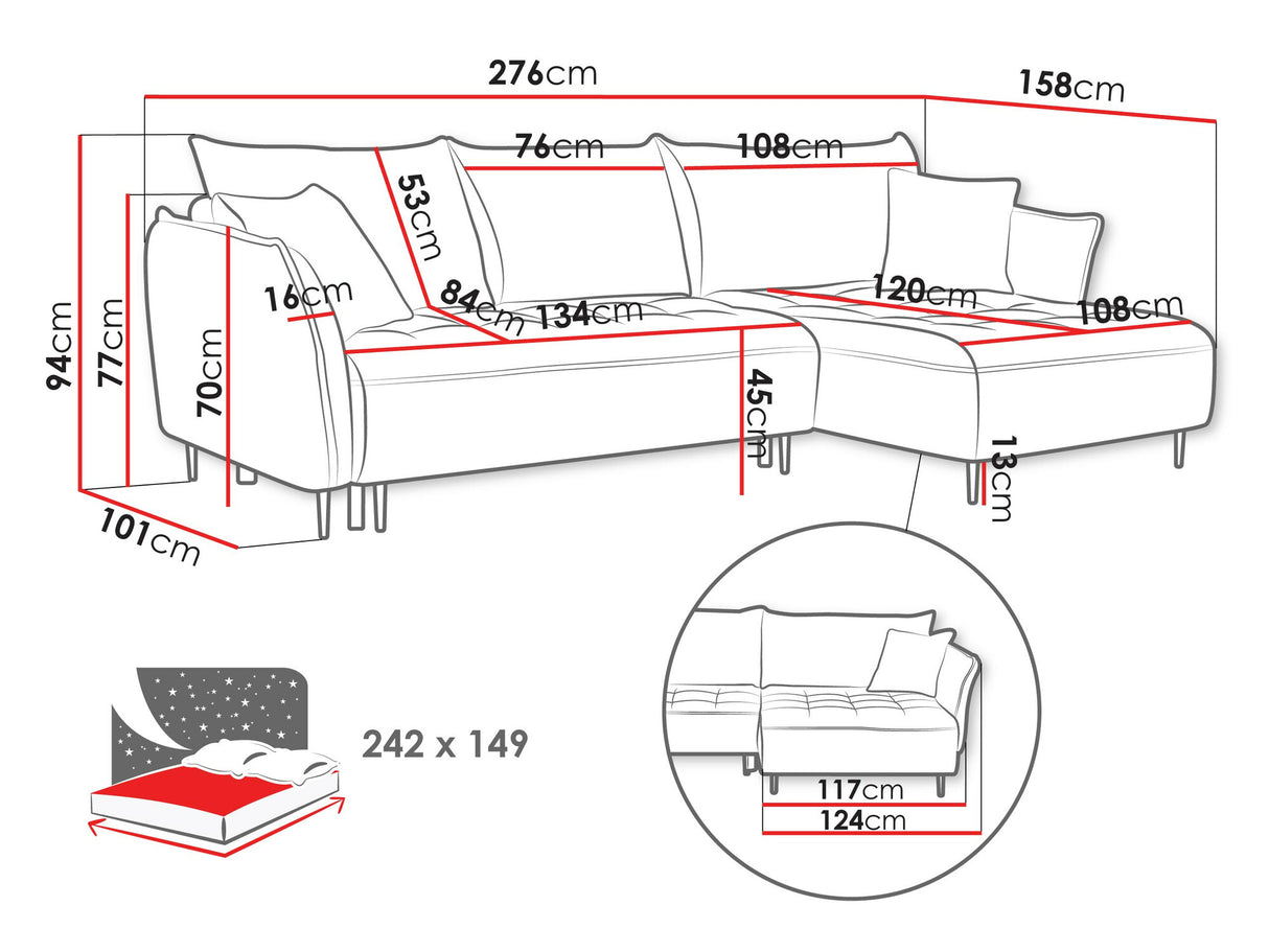 Sarokkanapé Narożnik BARI MB, Szín: Onega 10, Változatok: Balos