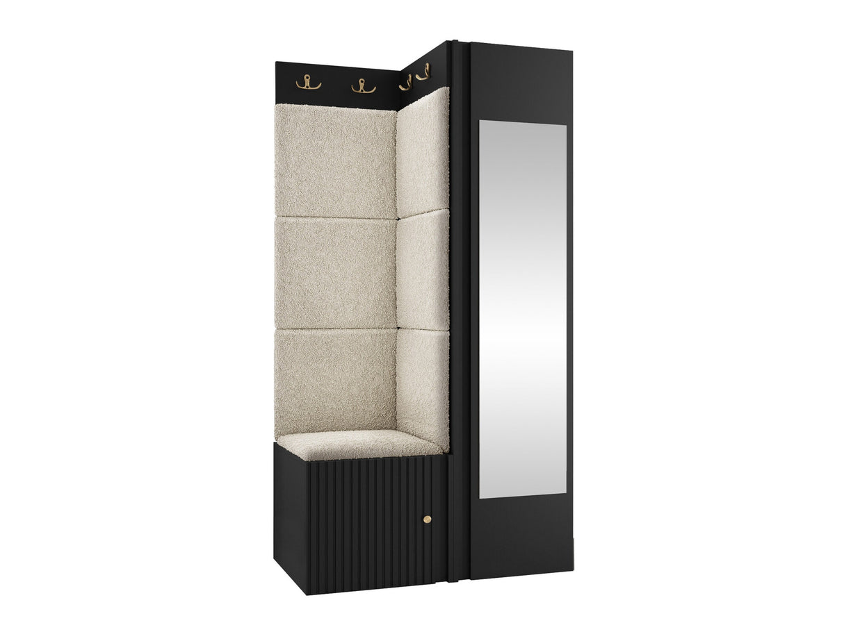 Előszoba garnitúra ORION RYFEL SLIM XXVI (Towiro), Puha falpanel színe: Abriamo 3, Keret színe: Fekete