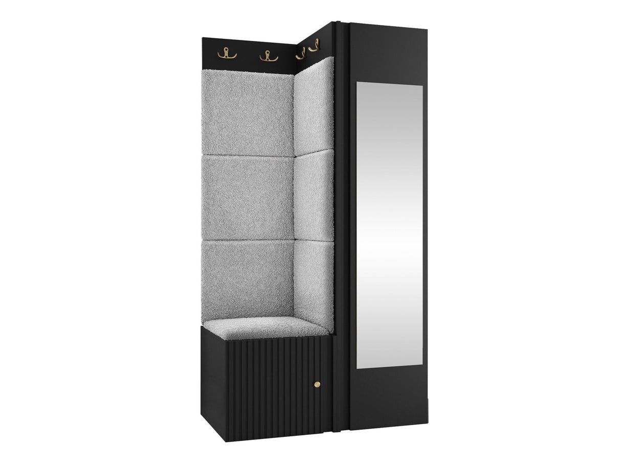 Előszoba garnitúra ORION RYFEL SLIM XXVI (Towiro), Puha falpanel színe: Abriamo 6, Keret színe: Fekete