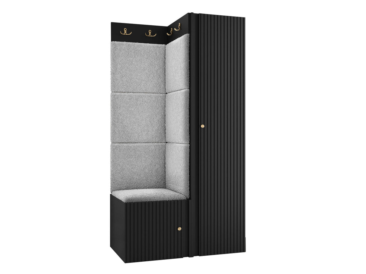 Előszoba garnitúra ORION RYFEL SLIM XXV (Towiro), Puha falpanel színe: Abriamo 6, Keret színe: Fekete