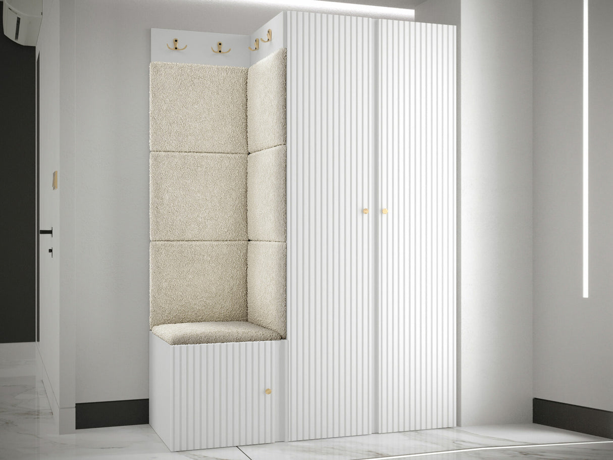 Előszoba garnitúra ORION RYFEL SLIM XXIII (Towiro), Keret színe: Fehér, Puha falpanel színe: Abriamo 3