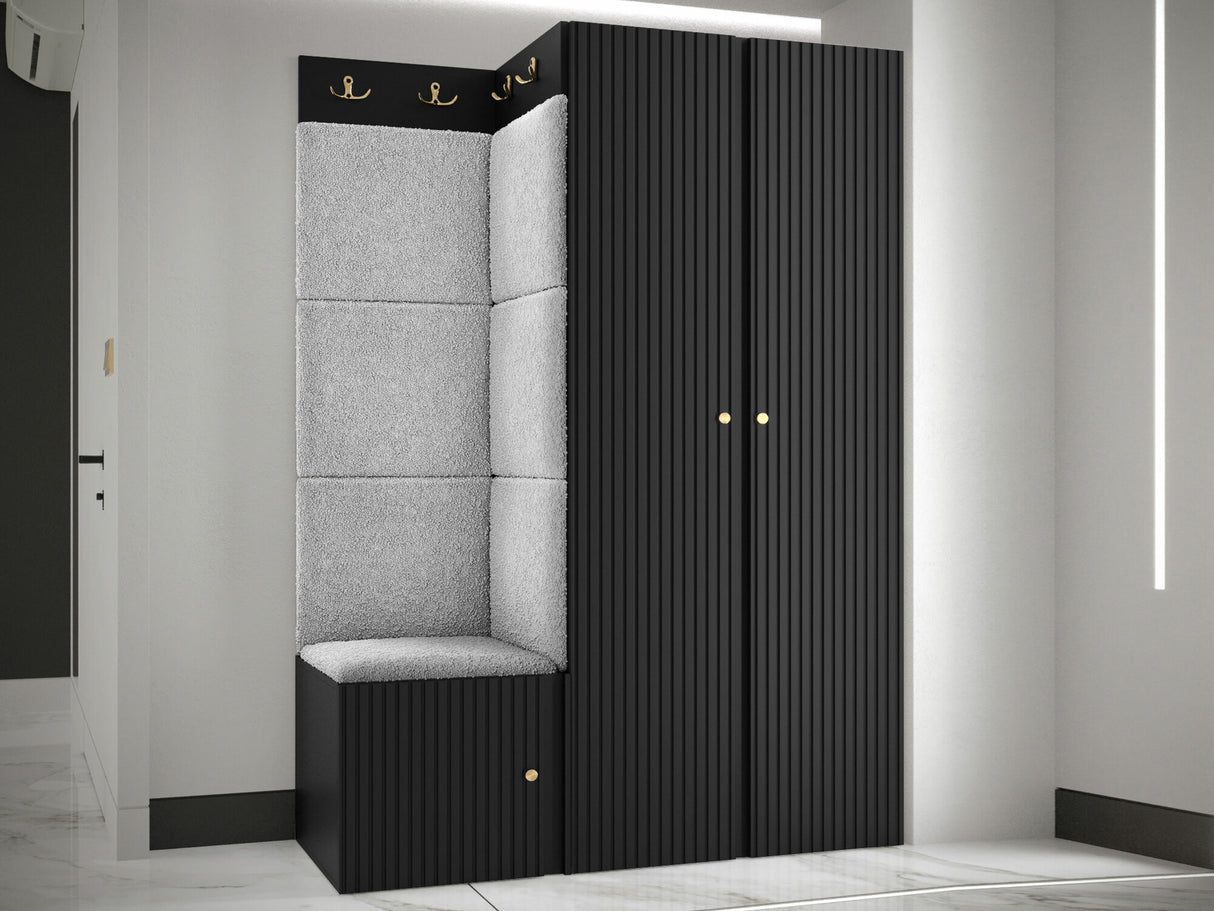 Előszoba garnitúra ORION RYFEL SLIM XXIII (Towiro), Keret színe: Fekete, Puha falpanel színe: Abriamo 6