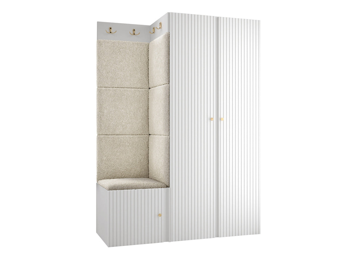 Előszoba garnitúra ORION RYFEL SLIM XXIII (Towiro), Keret színe: Fehér, Puha falpanel színe: Abriamo 3