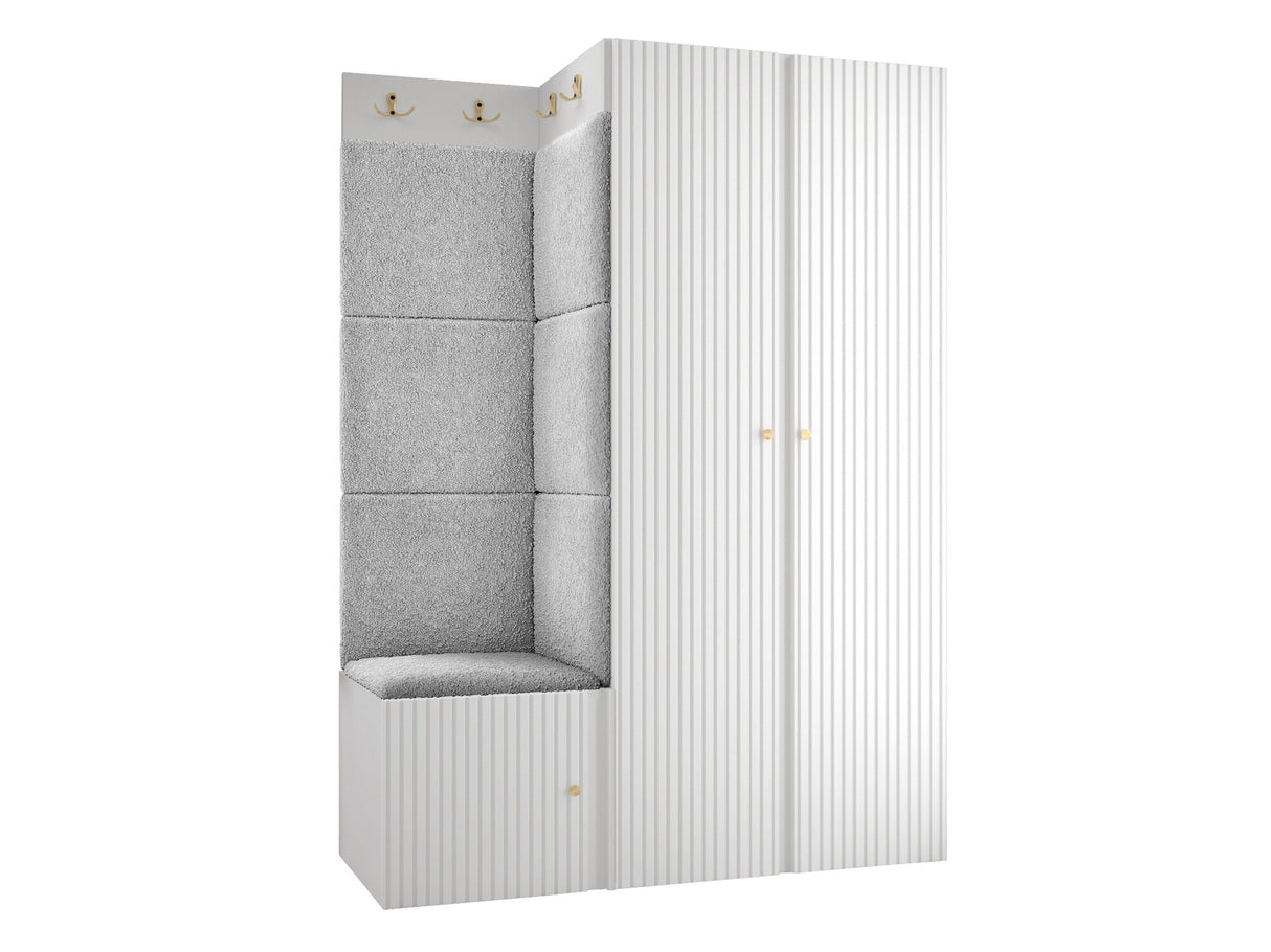 Előszoba garnitúra ORION RYFEL SLIM XXIII (Towiro), Keret színe: Fehér, Puha falpanel színe: Abriamo 6