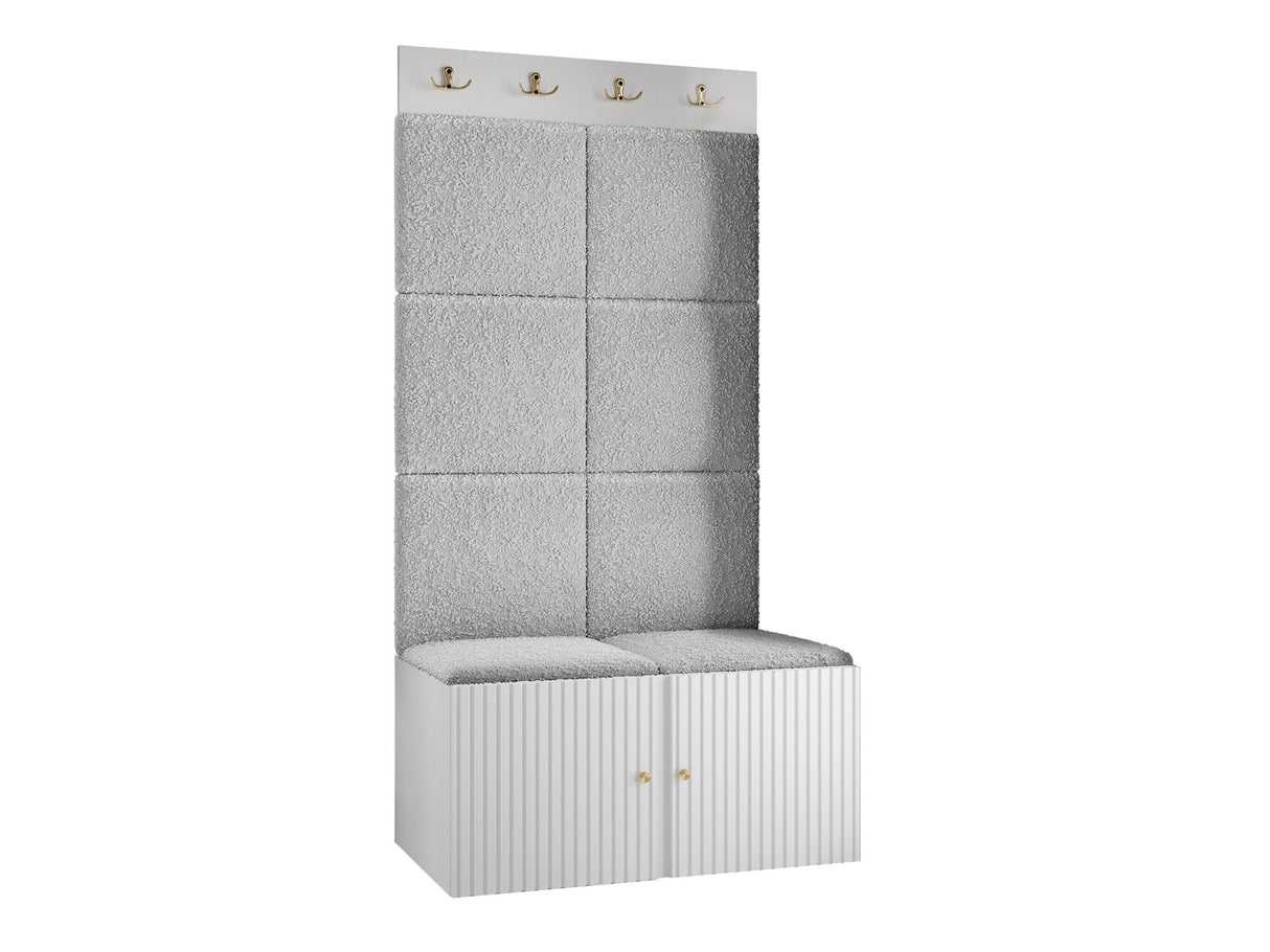 Előszoba garnitúra ORION RYFEL SLIM IV (Towiro), Keret színe: Fehér, Puha falpanel színe: Abriamo 6