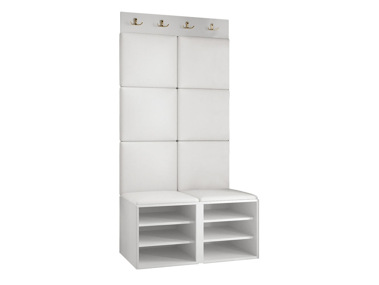 Előszoba garnitúra ORION RYFEL SLIM IV (Towiro), Keret színe: Fehér, Puha falpanel színe: Manila 26