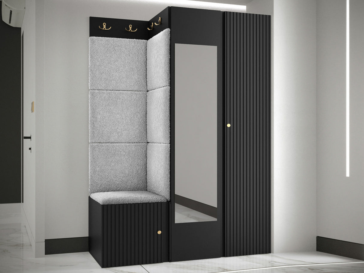 Előszoba garnitúra ORION RYFEL SLIM XXIV ( Towiro), Keret színe: Fekete, Puha falpanel színe: Abriamo 6