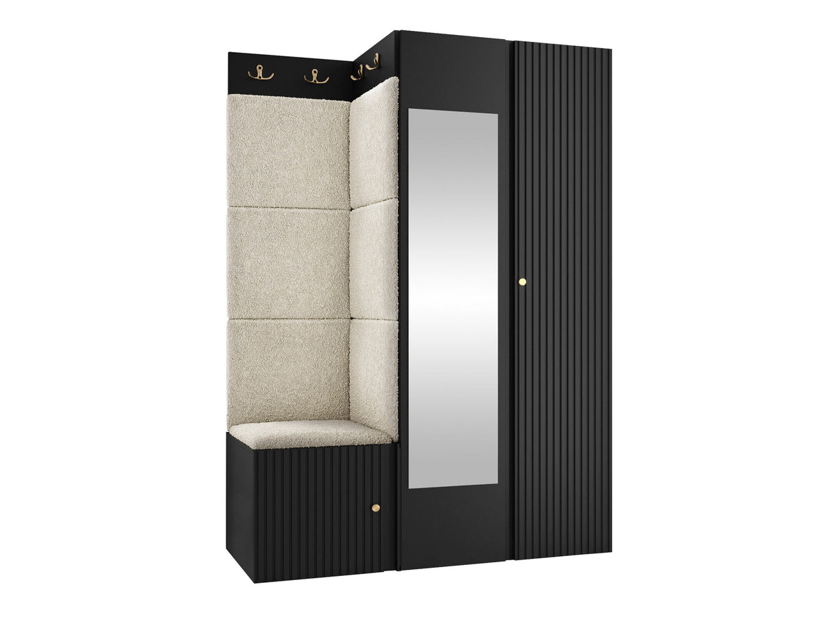 Előszoba garnitúra ORION RYFEL SLIM XXIV ( Towiro), Keret színe: Fekete, Puha falpanel színe: Abriamo 3