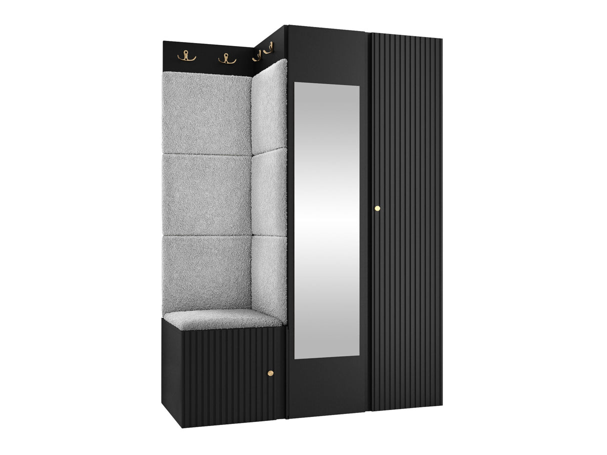 Előszoba garnitúra ORION RYFEL SLIM XXIV ( Towiro), Keret színe: Fekete, Puha falpanel színe: Abriamo 6