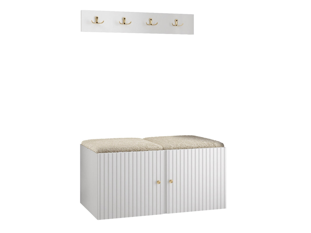 Előszoba garnitúra ORION RYFEL SLIM VI (Towiro), Keret színe: Fehér, Puha falpanel színe: Abriamo 3