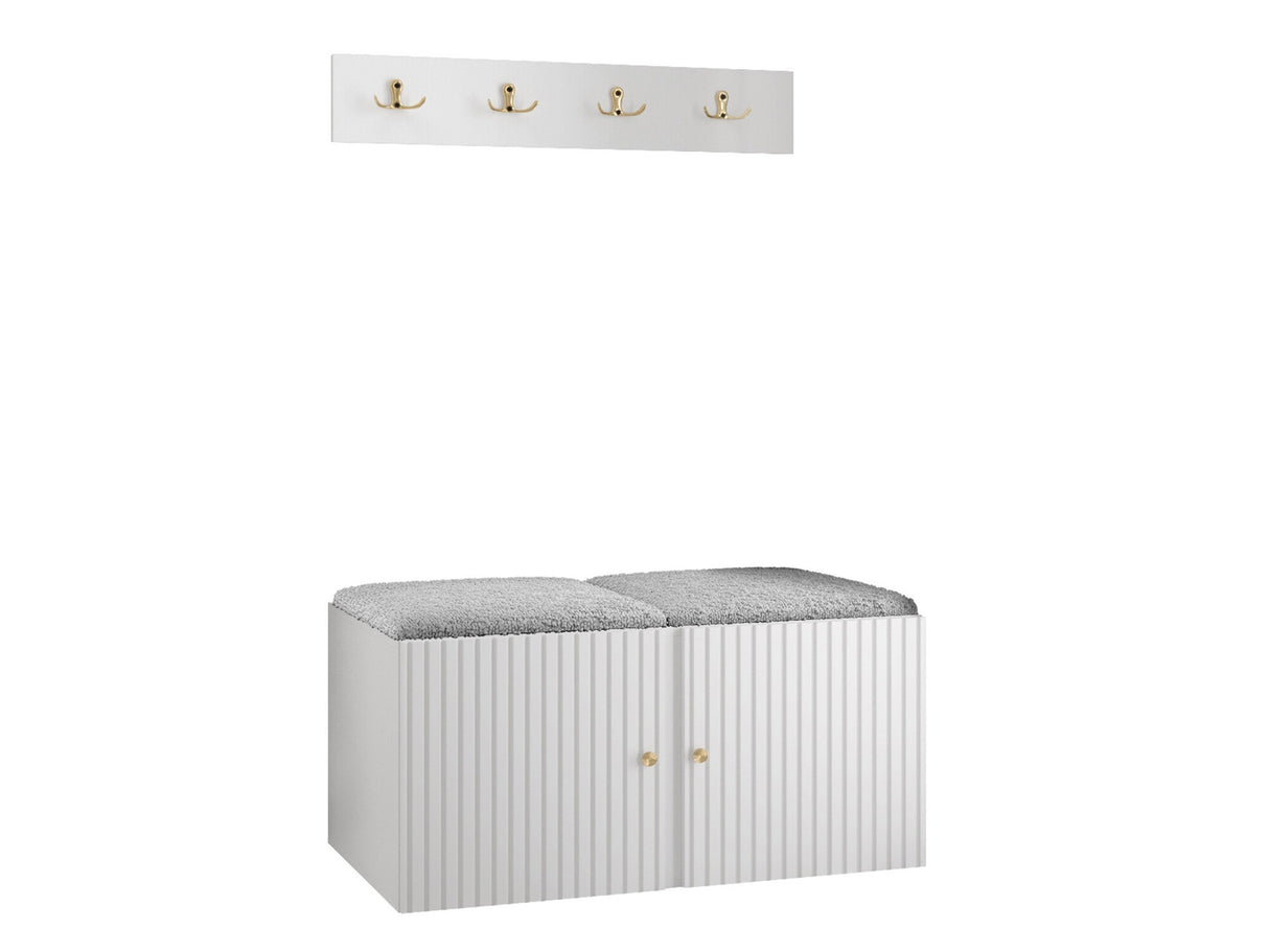 Előszoba garnitúra ORION RYFEL SLIM VI (Towiro), Keret színe: Fehér, Puha falpanel színe: Abriamo 6