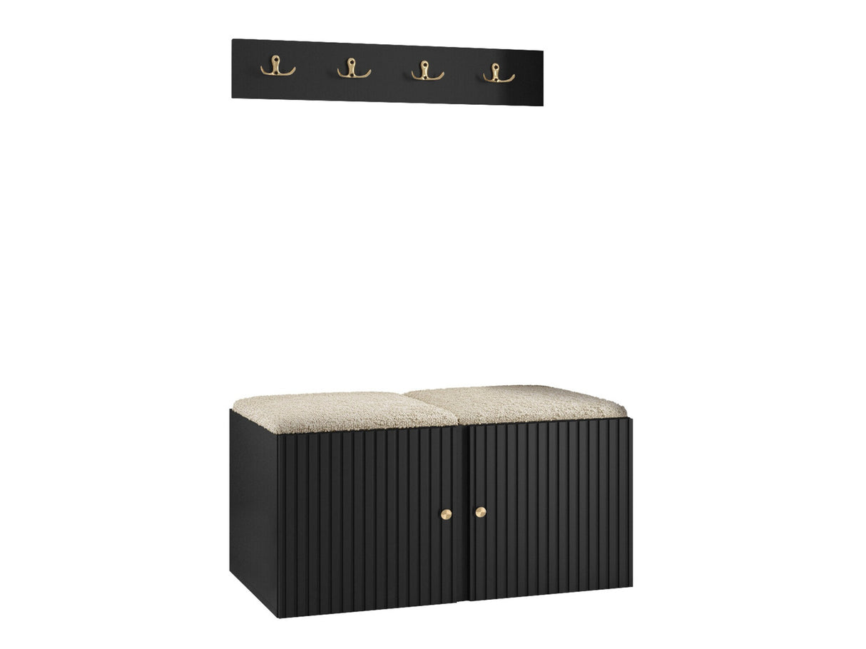 Előszoba garnitúra ORION RYFEL SLIM VI (Towiro), Keret színe: Fekete, Puha falpanel színe: Abriamo 3