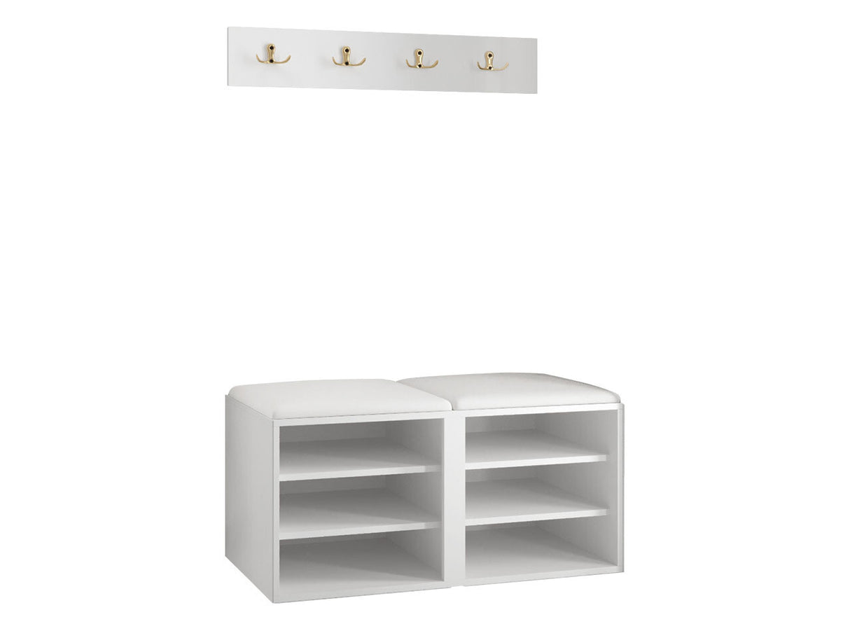 Előszoba garnitúra ORION RYFEL SLIM VI (Towiro), Keret színe: Fehér, Puha falpanel színe: Manila 02