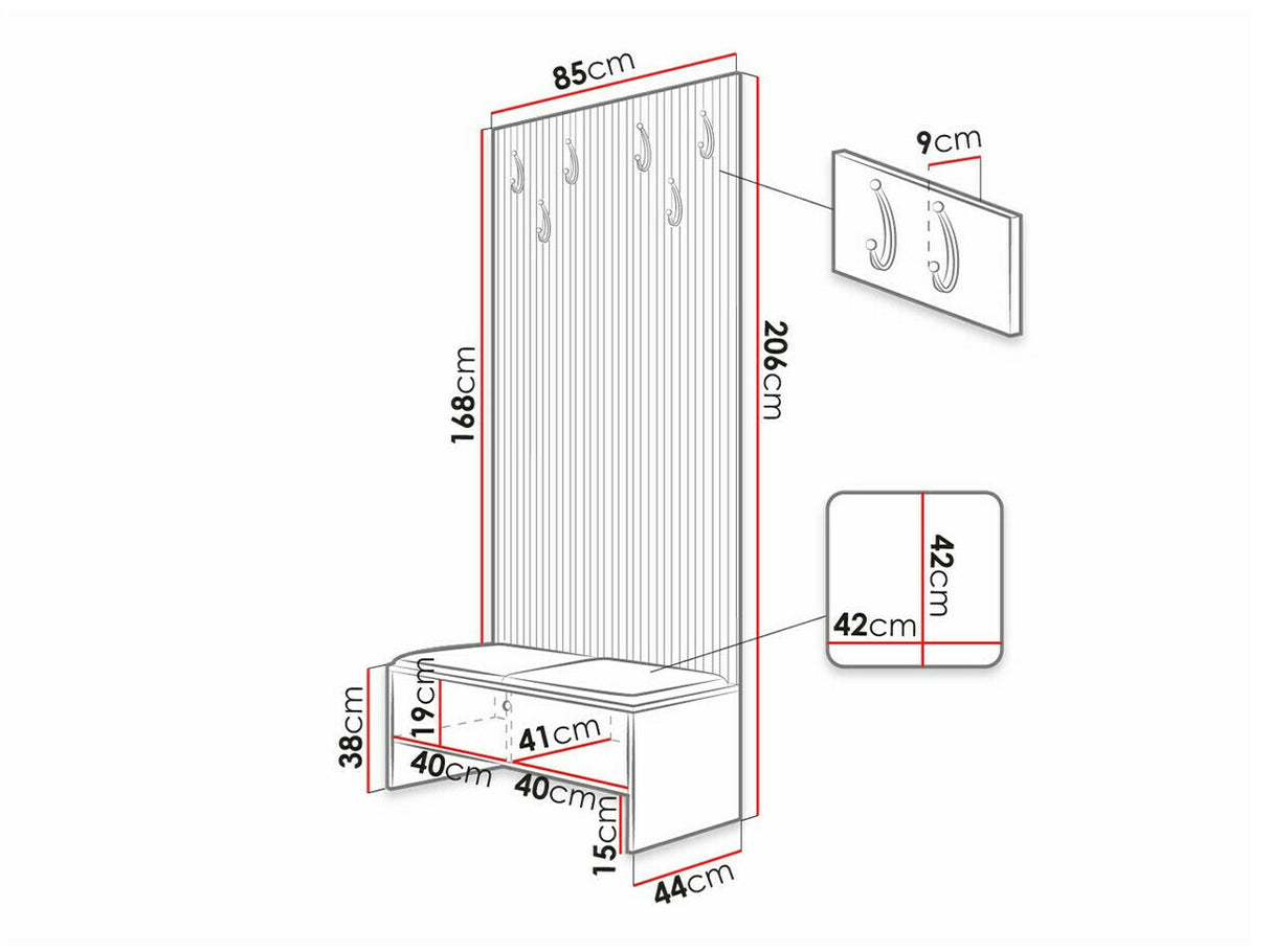 Előszoba garnitúra Balma IV (Esmoltis), Szín: Artisan tölgy + Abriamo 6
