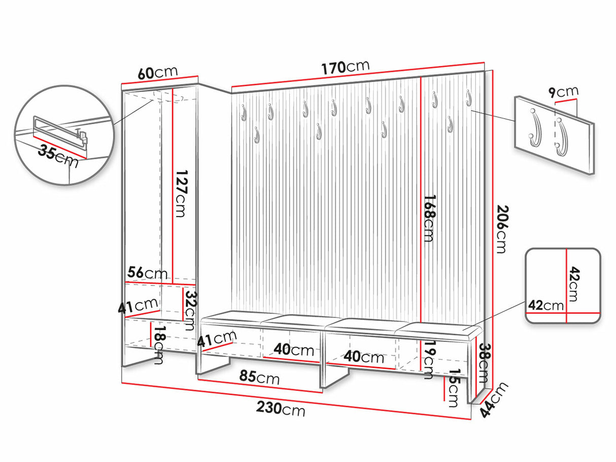 Előszoba garnitúra Garderoba BALMA VI, Szín: Artisan tölgy + Abriamo 6