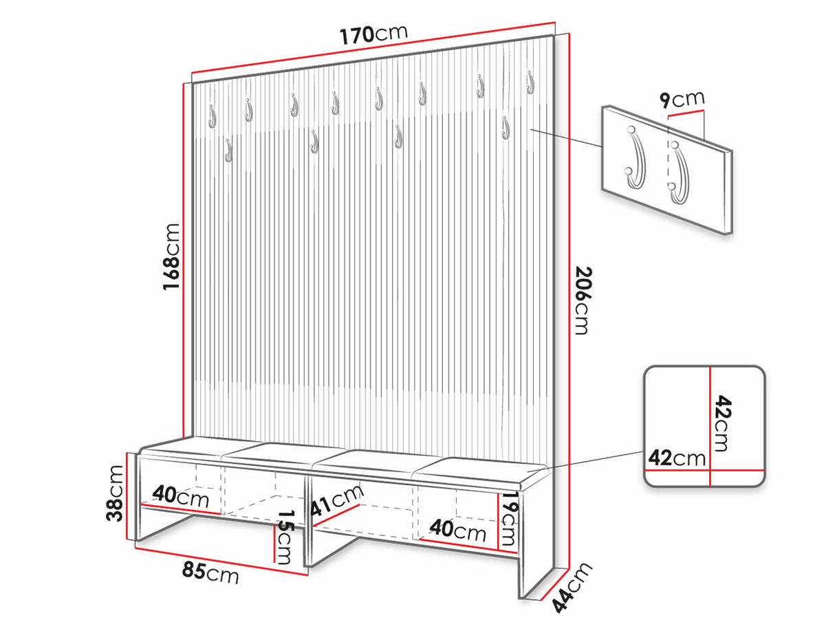 Előszoba garnitúra Garderoba BALMA V, Szín: Artisan tölgy + Abriamo 6